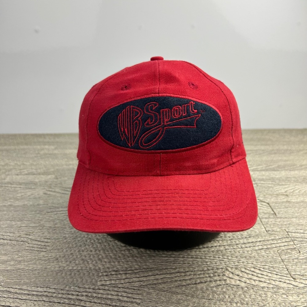 Vintage 90s Warner Brothers Sport Hat Cap Snap Back Adjustable Red Movie Promo